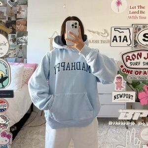 Madhappy Sky blue snap fleece hoodie
